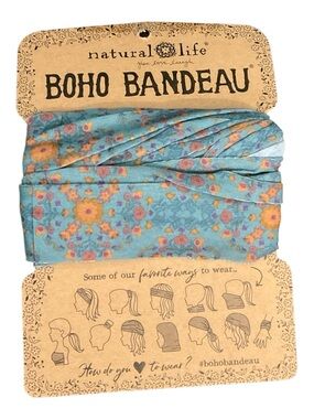 NATURAL LIFE Teal Floral Boho Headwrap A24